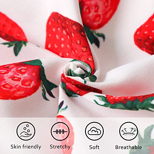 Newborn Baby Girl Outfits Summer Infant Romper Ruffle Sleeve Suspender Jumpsuit Onesies Summer Clothes + Headband Strawberry 3-6 Months #TOP4