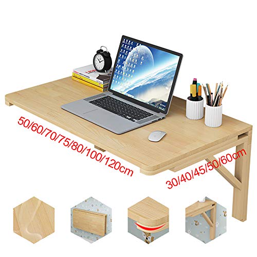 Mesa de pared de madera plegable para escritorios estrechos sin espacio 5