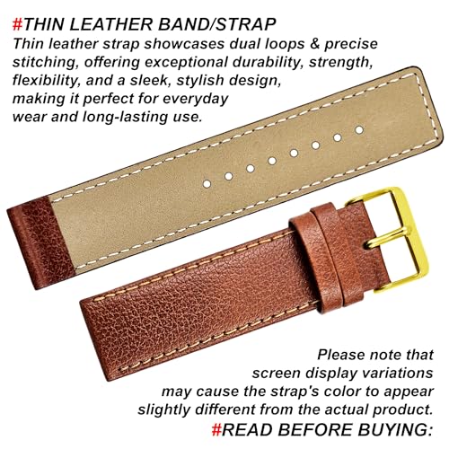 Image of DBLACK ''ATOR'' Leather Watch Strap, Pebble Design Pattern, Thin Leather Watch Belt / / For 18mm, 20mm, 22mm, 24mm, or 26mm Watch Band (Choose Your Size & Color)