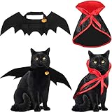 Boao 4 Pezzi Costume da Gatto di Halloween Gatto Costume da Pipistrello Cape Ali con Campane di Zucca per Costume da Compagnia di