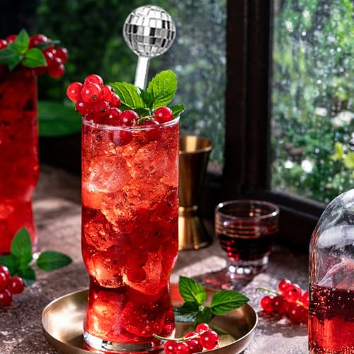 Pajitas de plástico reutilizables Ragyzity de 20 piezas con bolas de discoteca plateadas 4