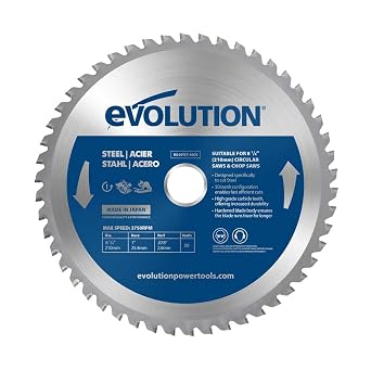 Evolution M210TCT-50CS | 8-1/4" 50T Mild Steel and Ferrous TCT Metal Cutting Saw Blade | 1" Arbor | Made in Japan | High Performance Cold Cut Blade | Compatible with Evolution S210CCS Circular Saw