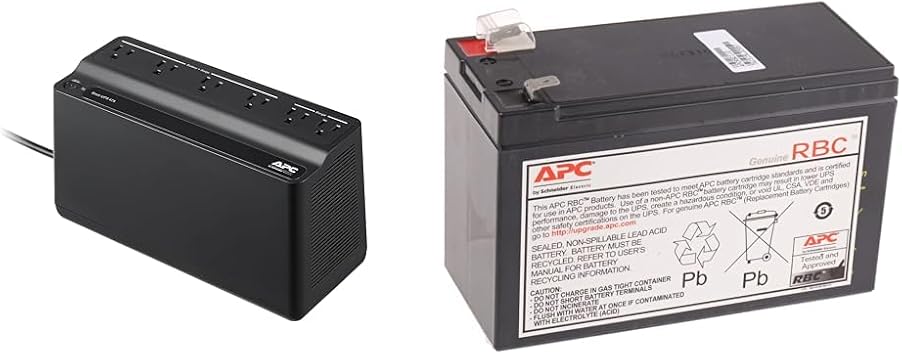 APC UPS Battery Backup Surge Protector, 425VA Backup Battery Power Supply, BE425M & UPS Battery Replacement, APCRBC110, for APC UPS Models BE550G, BE550MC
