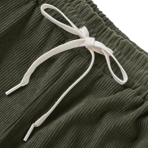 Men's Corduroy Cargo Pants - Relaxed Fit Drawstring Waist, Vintage Textured Multi-Pocket Trousers for Casual4