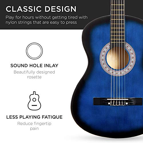 Image of Best Choice Products Beginners Acoustic Guitar with Case, Strap, Tuner and Pick, Blue