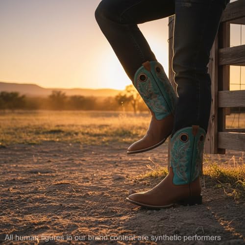Image of SUREWAY Western Boots For Men - Mens Square Toe Cowboy Boot,Oil /Slip Resistant,Durable Fashionable Classic Pull on 10 Inch Wellington Boots - Soft Toe Work Boots