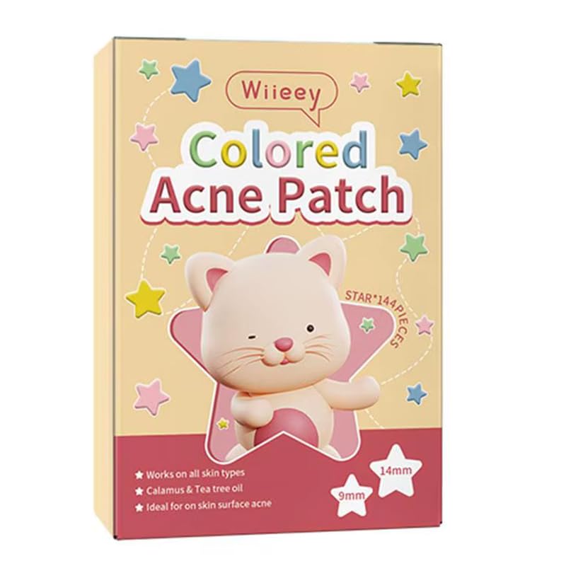144 Pcs Star Pimple Patches Colorful Hydrocolloid Acne Stickers for Face Invisible Spot Treatment for Pimples and Blemishes