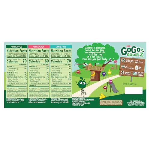 image for GoGo squeeZ Applesauce and Fruit Puree Variety Pack, Apple, Peach & Gi