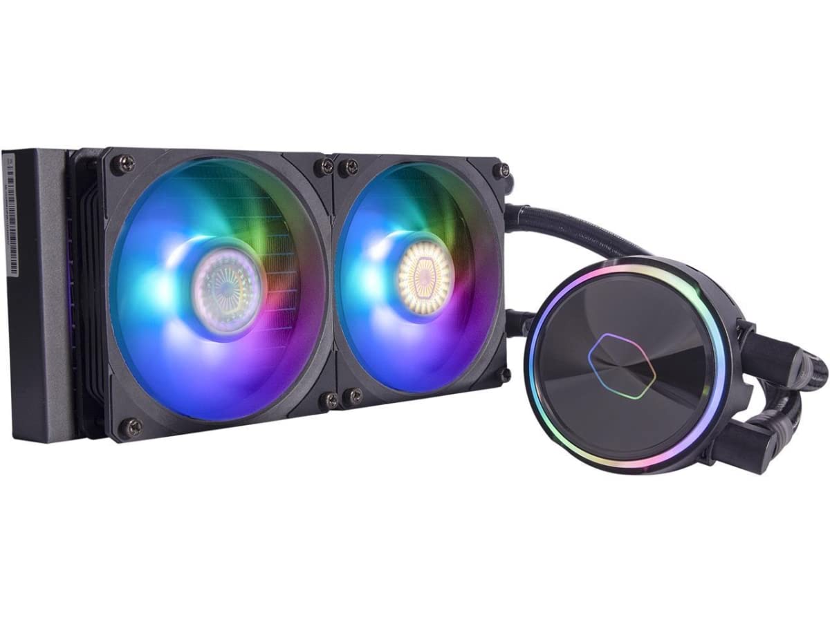 Cooler Master MasterLiquid PL240 FLUX Close-Loop AIO CPU Liquid Cooler, Gen2 ARGB Dual Loop Pump, 240mm Radiator, PL-Flux 120 PWM Fans, AMD Ryzen AM5/AM4, Intel LGA1700/1200 (MLY-D24M-A23PZ-R1) 240mm Radiator PL240 FLUX Cooler