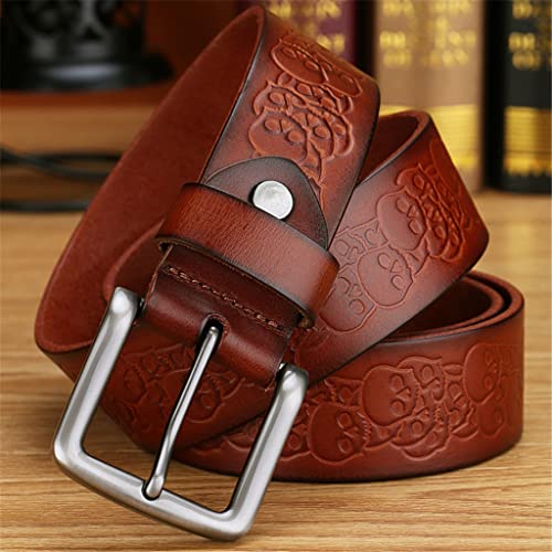 Men's Belt Leather Embossed Casual Leather Belt Men's Youth Pants with Pin Buckle Business4