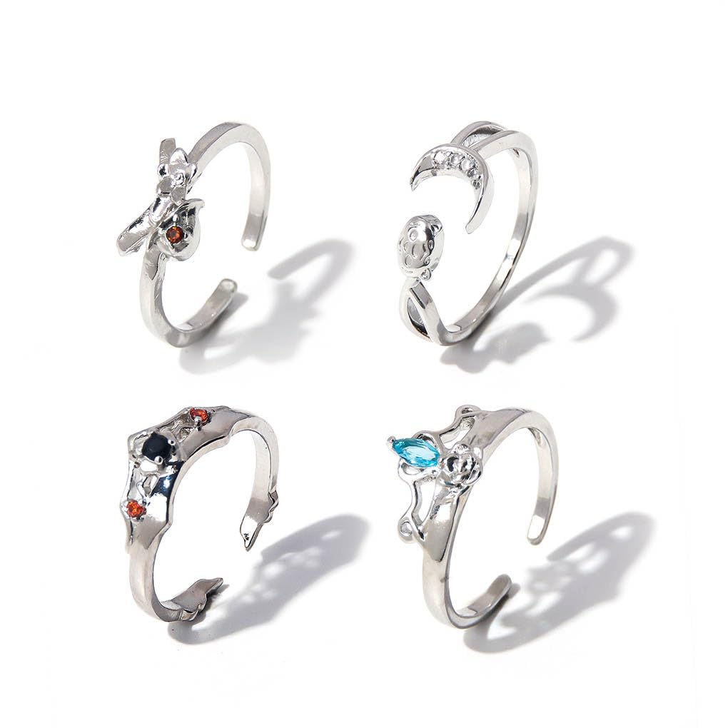 JUSONGKWCP 4 Pcs Bungo Strays Dogs Rings Anime Figure Chuya Dazai Akutagawa Cosplay Accessories Open Adjustable Ring Jewellery