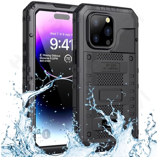 Coque en métal iPhone 15 Pro Max étanche IP68 aluminium noir protection intégrale 360