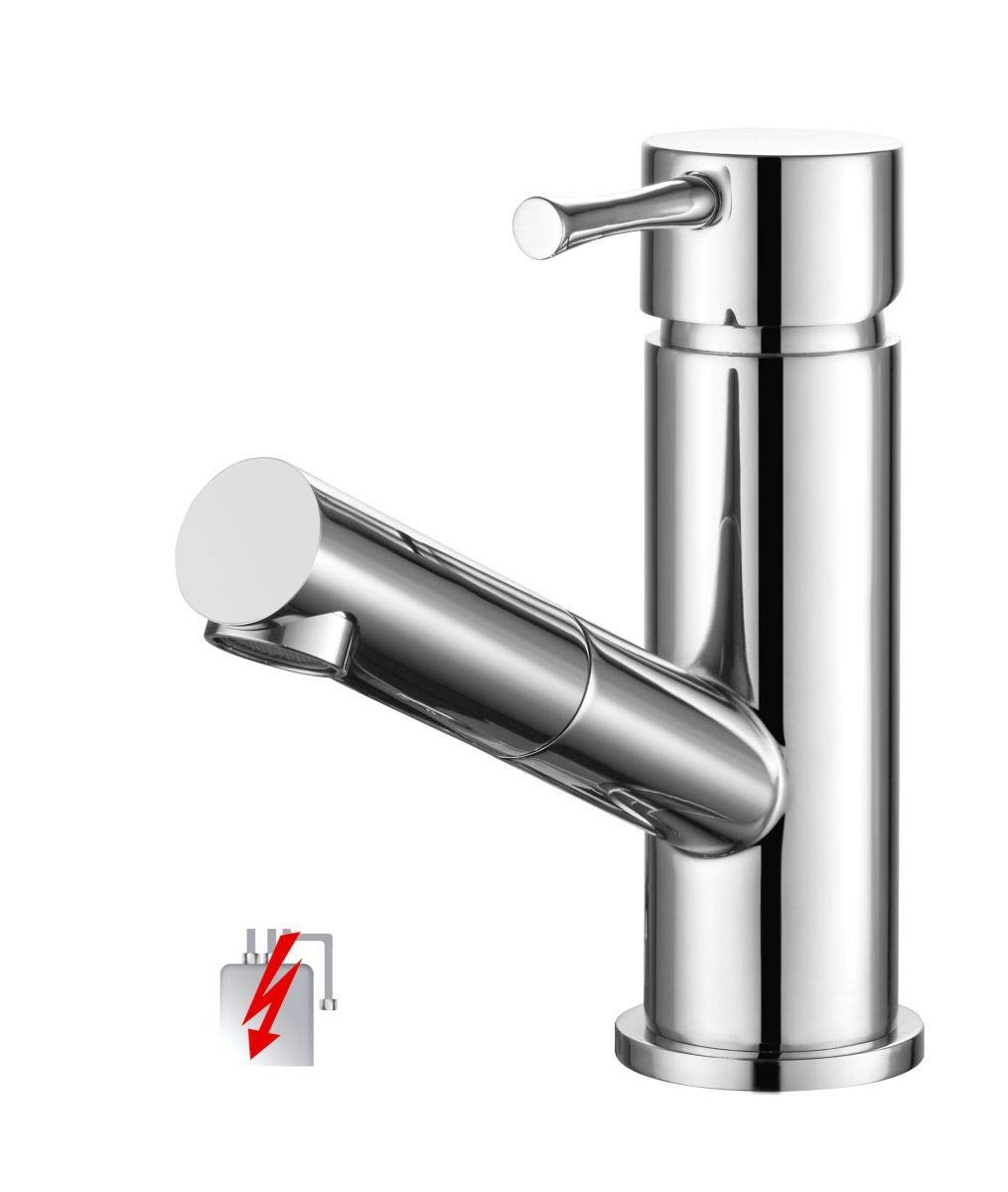 Küchenarmatur Niederdruck mit herausziehbarer Brause aus Metall, Spültischarmatur, Chrom, SP_NDBRCR1947
