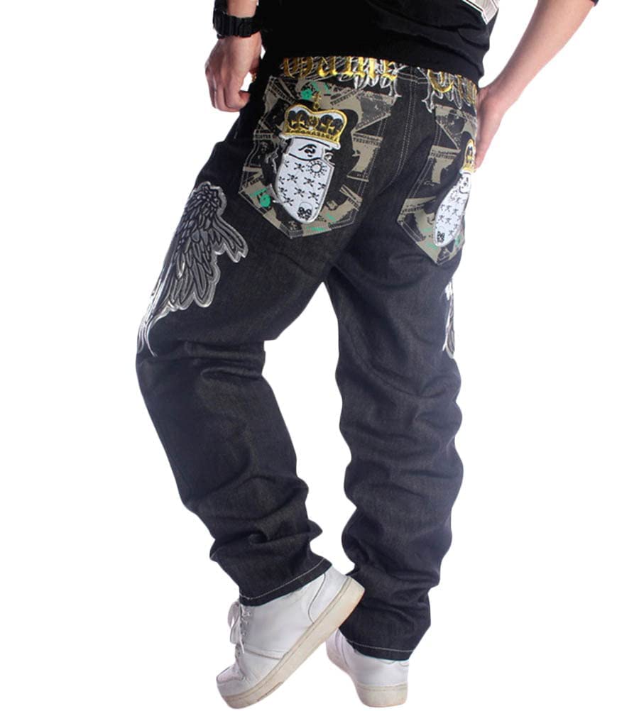 Onsoyours Vaqueros Holgados Estilo Hip Hop Grafiti De época Pantalones Estampados Bordados Hip Hop Street Dance Pantalones