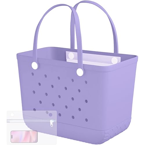 X Large Rubber Beach Bag Tote Waterproof Large Tote Bag with Zipper Pocket Modern Travel Tote Bag Sports Beach
