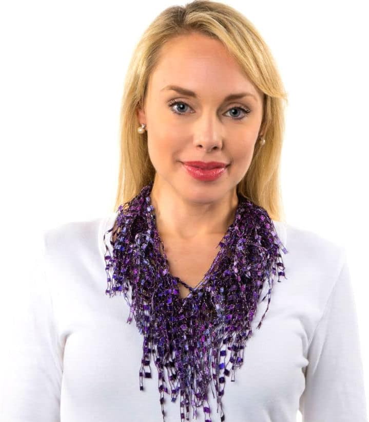 Purple Scarf for Women Lightweight - Dark Purple Chunky Statement Necklaces - Lace Fringe Soft Scarf Necklace - Lavendar Scarves Jewelry for Church - Purple Gift for Women - AM - Image 2