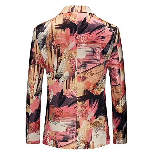 MOGU Mens Blazer with Colourful Irregular Pattern Slim Suit Jacket2