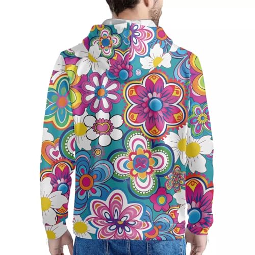 Image of Forchrinse Green Palm Tree Sea Beach Mens Hoodies Pullover Long Sleeve Fleece Hoodie Cozy Sport Casual Outwear