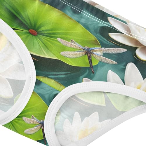 Cotton Girls Underwear Toddler White Water Lilies Green Panties Little Girl Print Briefs Kids Undies 2t4