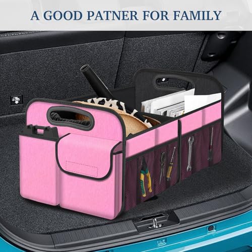 Image of Femuar Car Trunk Organizer, Car Storage Organizer with Large Capacity Waterproof Collapsible Trunk Organizer for Car Suv /Jeep /Sedan (Pink, Standard)