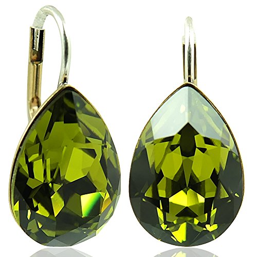 Preisvergleich Produktbild Ohrringe mit Kristallen von Swarovski® Grün Gold Olive NOBEL SCHMUCK