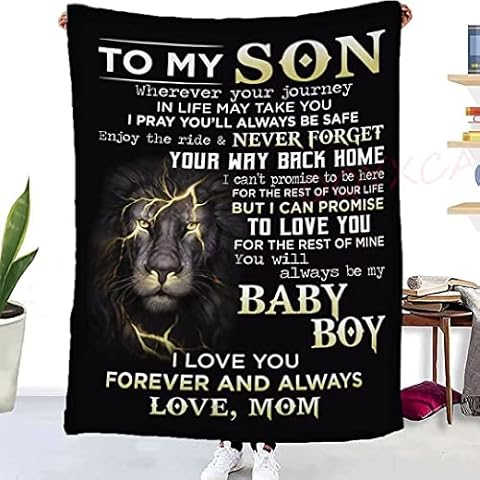Son Gifts From Mum Flannel Blanket To My Son Birthday Christmas Personalized Message Letter Blanket Gifts for Son Custom Quilts Blanket Throw Presents for Son,150x200cm Cover