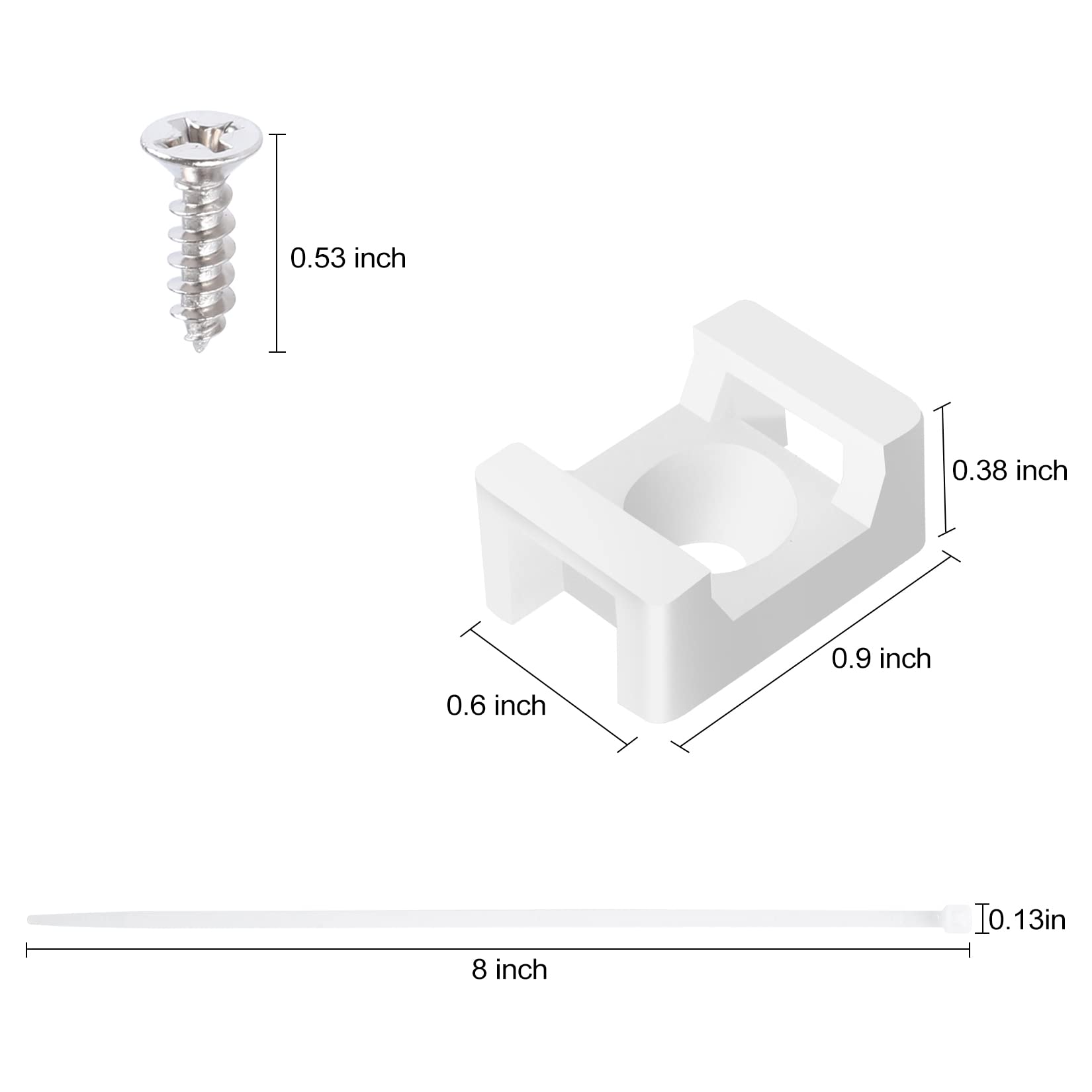 100 Pcs Cable Zip Tie Saddle Type Mounts Base with 8