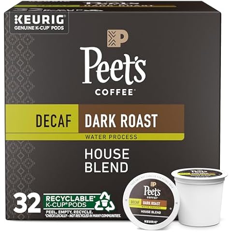 Peet's Coffee, Dark Roast Decaf Keurig K-Cup Pods - Decaf House Blend 32 Count (1 Box of 32 K-Cup Pods) Cover