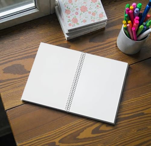 Image of Spiral notebook 200 Pages Spiral Notebook Set of 2, A4 Size, Unruled Plain White Pages, Sports Themed Covers, 200 Pages Each