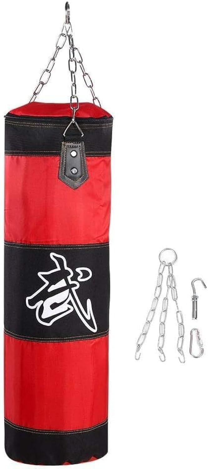 KUYING Heavy Boxing Punch Bag with Chain, Canvas Punching Bag for Adults