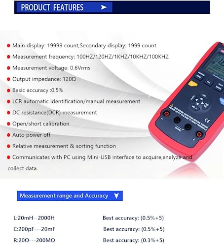LCR Meter UT612 UNI-T capacimètre et testeur de résistance d'isolement rétroéclairé LCD - 6