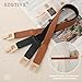 XZQTIVE 2 Pack Women Skinny Stretchy Cinch Belt for Dresses, Thin Elastic Belt Ladies Waist Belt with Retro Gold Buckle (Black+Brown) Fit Waist Size 32