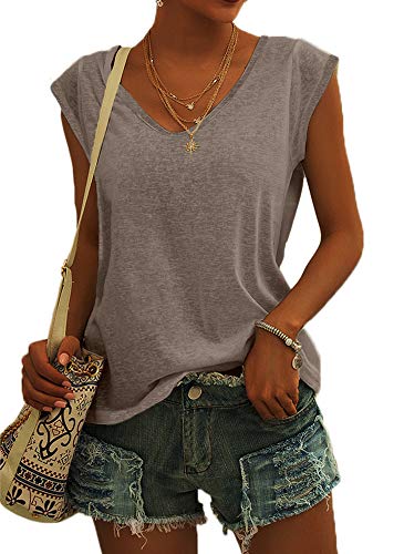 Langwyqu Womens Cap Sleeve Blouses T-Shirt Casual...