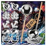 com-four® 12-teiliges Zinngießen mit 10 Figuren und 2 Holzstiel-Löffeln - Silvestergießen - Wahrsagerei-Partyspiel - die gesunde Alternative zum Bleigießen (Best - 3g - 12-teilig)