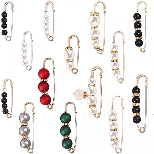 Image of Fashion Pearl Brooch,Sweater Shawl Clip Double Faux Pearl Brooches Waist Pants Extender Safety Pins 4-14Pcs