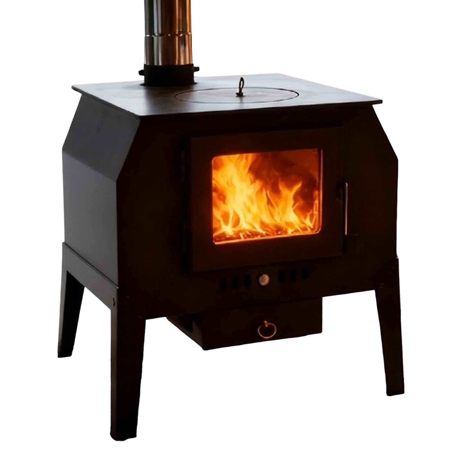 Finestra di Visualizzazione del Fuoco Stufe a Legna da Interno con Forno Combustione per Gassificazione Si Riscalda Rapidamente, Senza Fumo Stufa a Legna