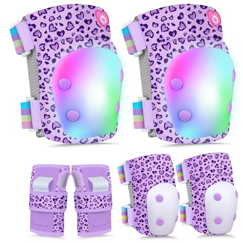 Knee Pads for Kids with LED Lights, Kids Knee Pads and Elbow Pads...