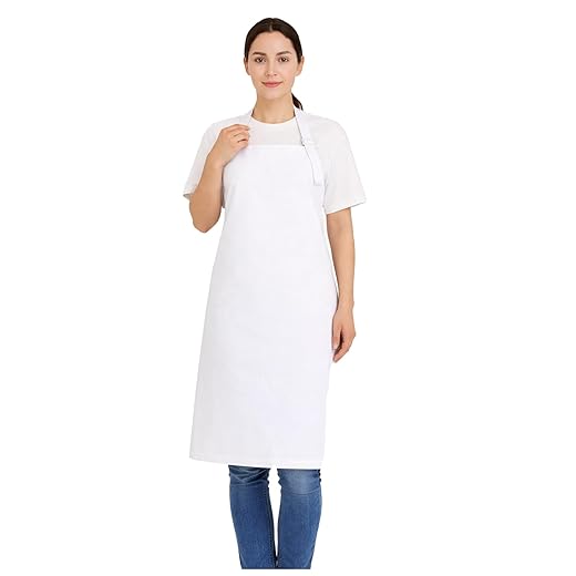 4sold – Tabliers de chef blancs – 100% coton robuste 240 g/m², durables et naturellement résistants au feu – Tabliers de cuisine ajustables pour hommes, femmes, bouchers, barbecue