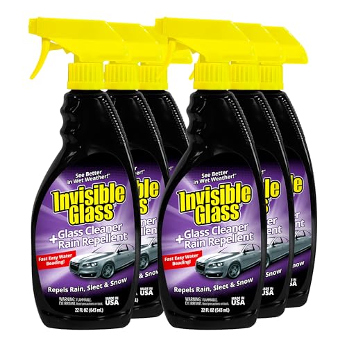 Image of Invisible Glass 92184-6PK Glass Cleaner + Rain Repellent 2-in-1 Windshield and Window Spray, Cleans Auto Glass, Repels Rain, Sleet, Snow, Improves Wet Weather Visibility - 22 fl oz (Pack of 6)