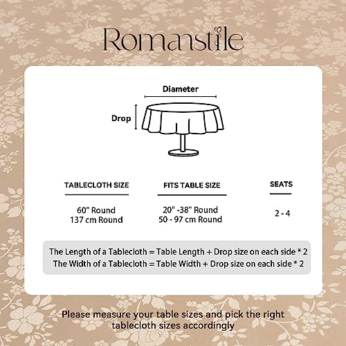 Image of Romanstile Waterproof Vinyl Tablecloth Round, 60 x 60 Inch, Rose Champagne