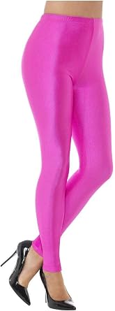 Smiffys 80s Disco Spandex Leggings Neon Pink