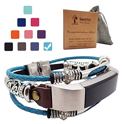 Smatiful Alta HR Bands for Women, Adjustable Replacement Bangle Bracelet Compatible for Fitbit's Alta HR, Mediterranean Blue