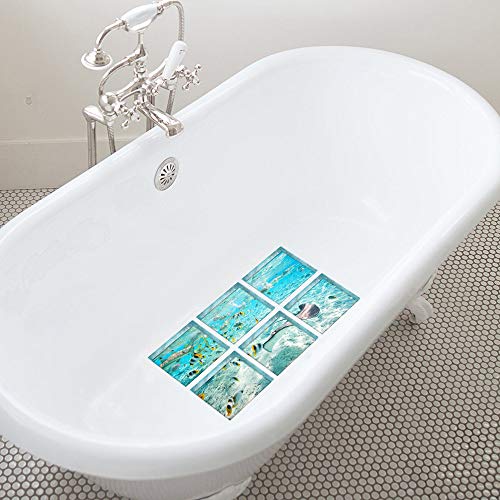 Xumin 1Set 6Pcs Self Adhesive Under Sea World Pattern Non Slip Bathtub Stickers Decals Appliques For Slippery Bathroom And Bath Tub #TOP4