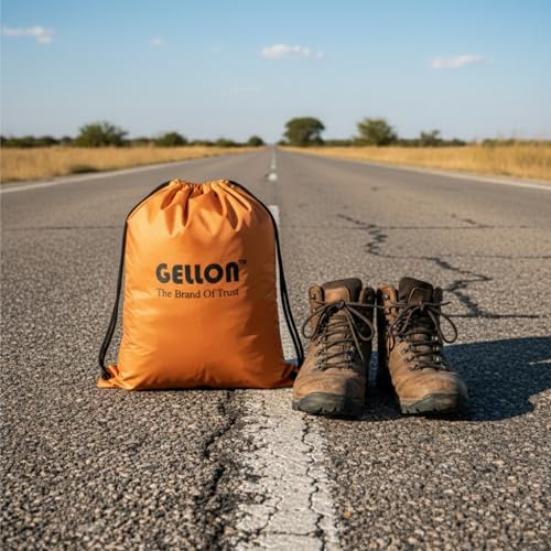 Image of Gellon Water Proof in Umbrella Cloth Shoes Bag for Travel & Storage Travel Organizer for Women & Men Travel Accessories Shoes Cover Pouch for Travel Essentials in 4 Colors (Orange, Pack of 1)