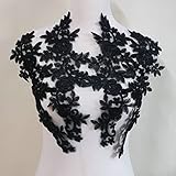 Embroidered Car Bone Lace Paste Flower Wedding Dress Evening Dress Children's Headdress Cuffs DIY Accessories Lace Fabric Accessories (Black)