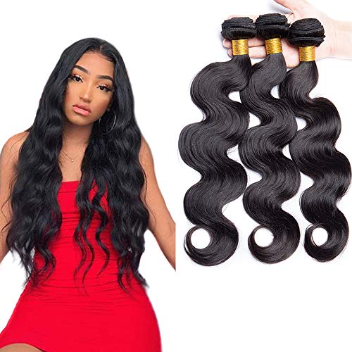 Maxine Hair 9a Grade Brazilian Virgin Hair Body Wave 3Bundles 24 26 28 Inches Long Body Wave Human Hair Extensions 1b Black Color Can be Dyed And Styled Hair Weaving for Women
