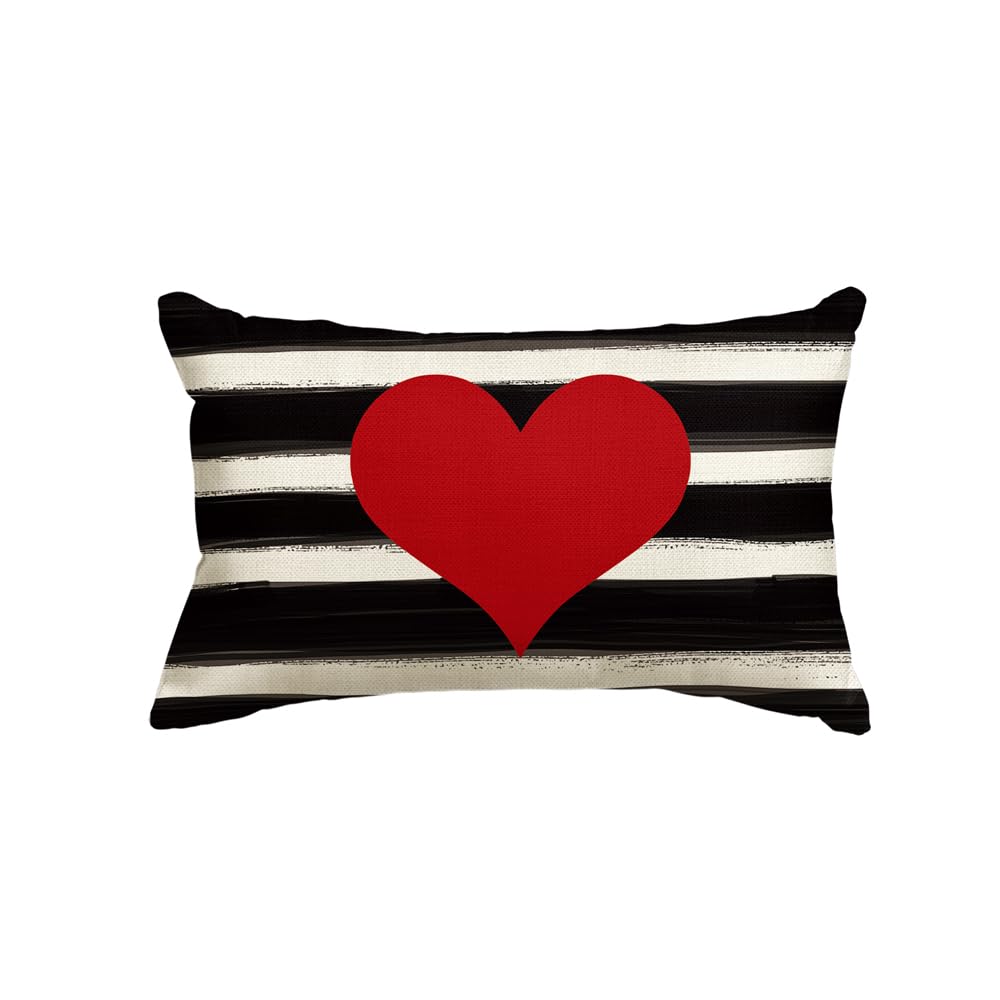 AVOIN - Funda De Almohada Con Diseño De Corazón De Amor, 12 X 20 Pulgadas, Decoración De Día De San Valentín, Día De La Madre, Aniversario, Boda, Para Sofá, Sala De