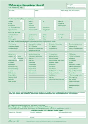 Preisvergleich Produktbild RNK Verlag Wohnungs-Übergabeprotokoll