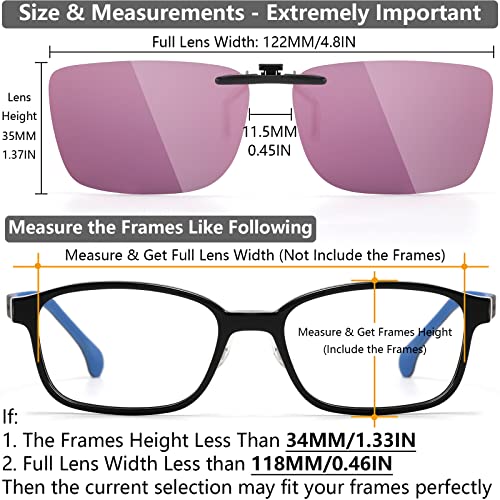 Caxman Kids Clip On Sunglasses Polarized Over Prescription Glasses For Boys Girls Compact Fit Non Flip Up Rectangle Pink Mirrored Lens 53 * 35Mm #TOP3