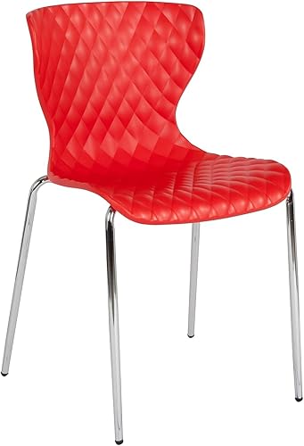 Miniatura 40 de Flash Furniture Lowell Silla apilable de plástico negro con diseño contemporáneo Negro -,Verde (Citrus Green),Gris,Naranja,Púrpura,Blanco,Rojo